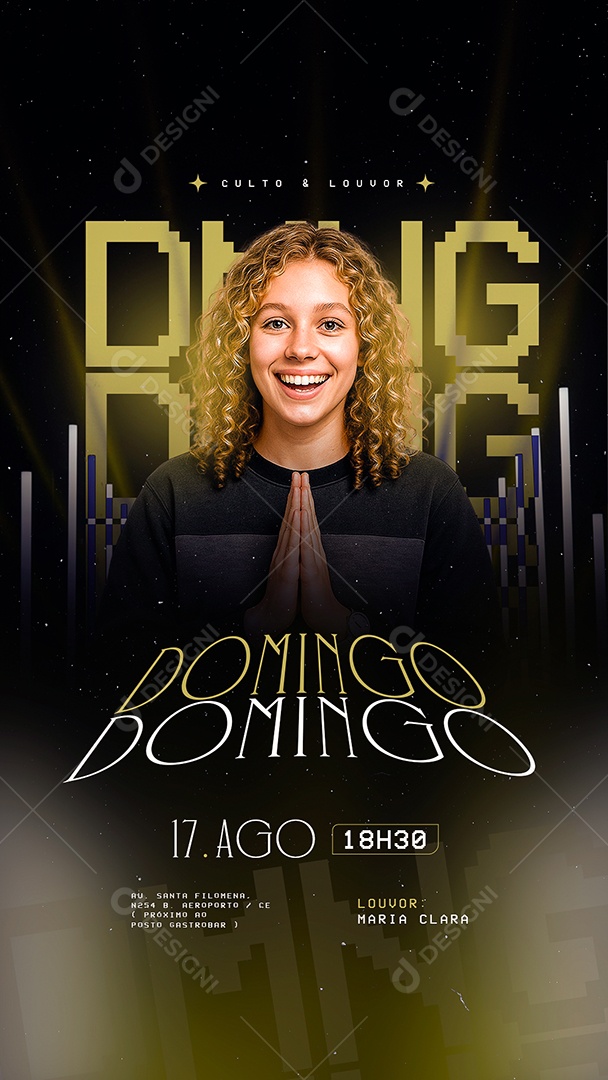 Story Flyer Gospel Culto e Louvor Social Media PSD Editável