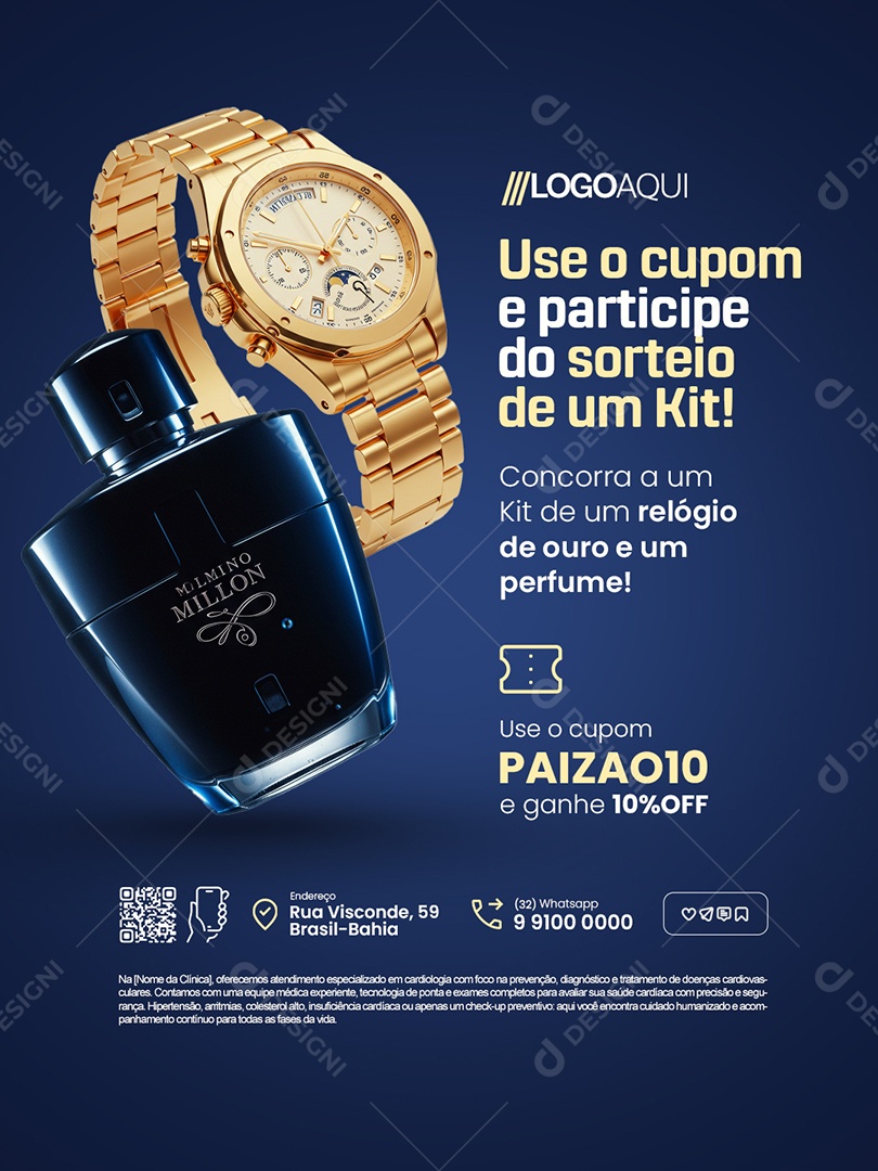 Loja Presente Use o Cupom Relógio e Perfume Social Media PSD Editável