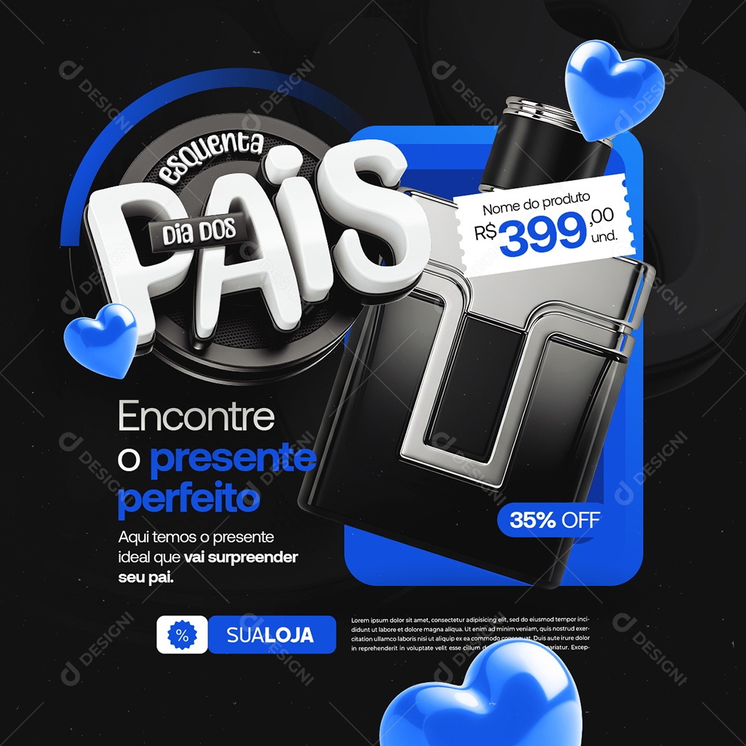 Esquenta Dia dos Pais Perfume Encontre o Presente Social Media PSD Editável