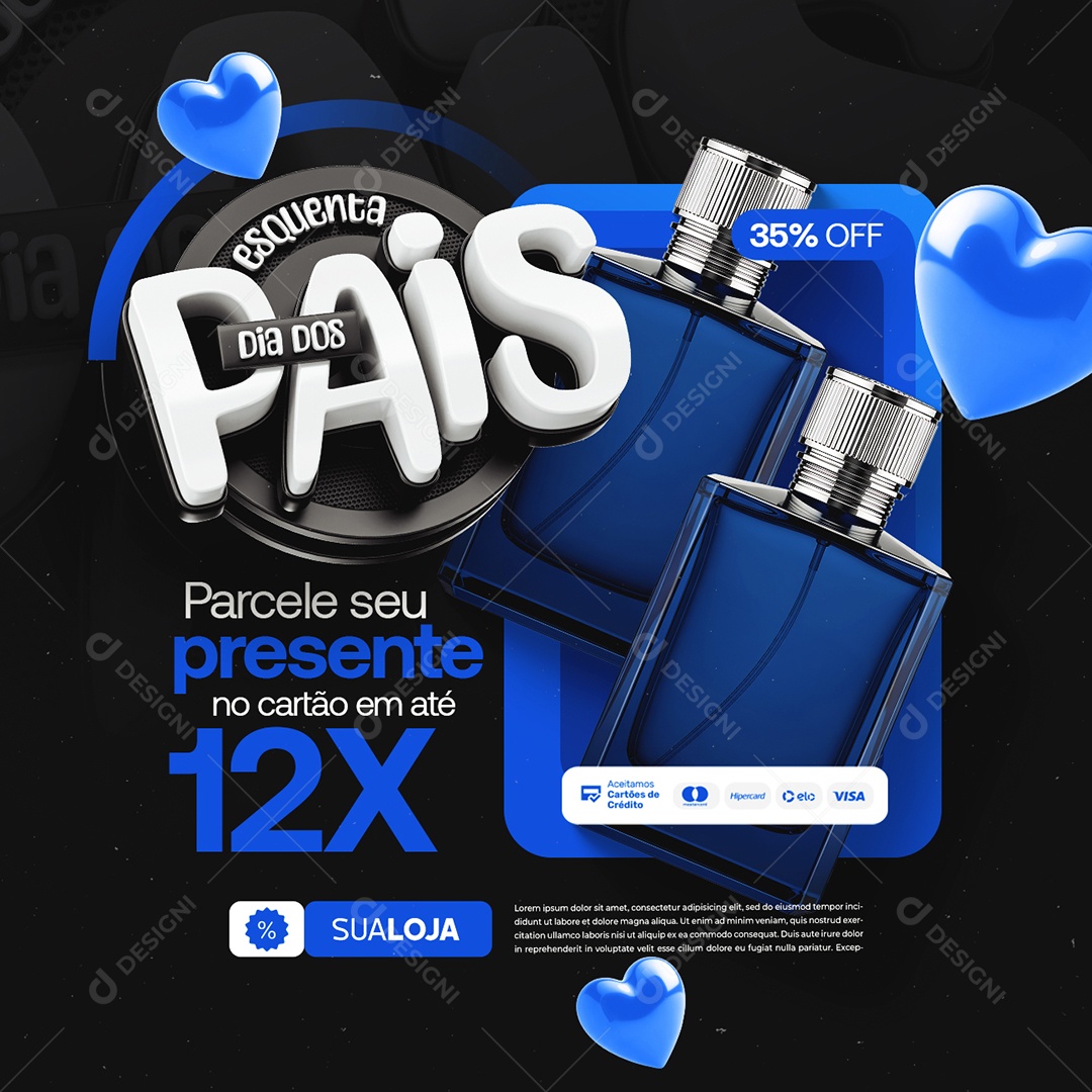 Esquenta Dia dos Pais Perfume 35% Off Social Media PSD Editável