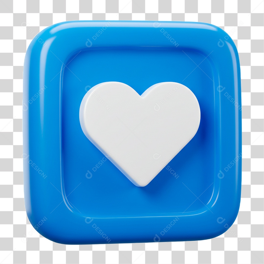 Ícone 3D Coração Azul PNG Transparente