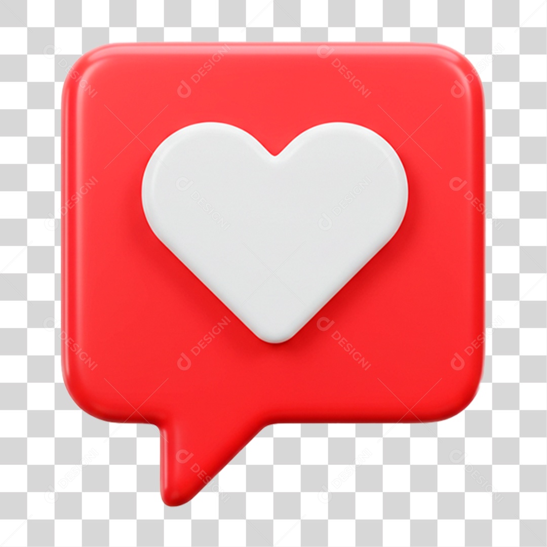 Ícone 3D Coração PNG Transparente