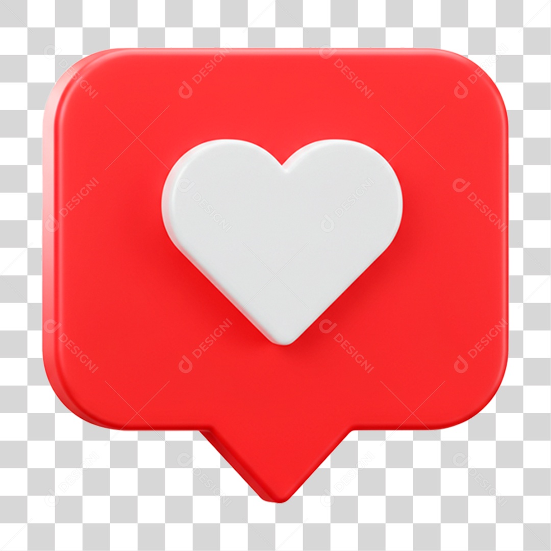 Ícone 3D Coração PNG Transparente