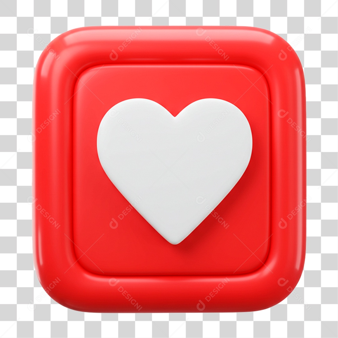 Ícone 3D Coração PNG Transparente