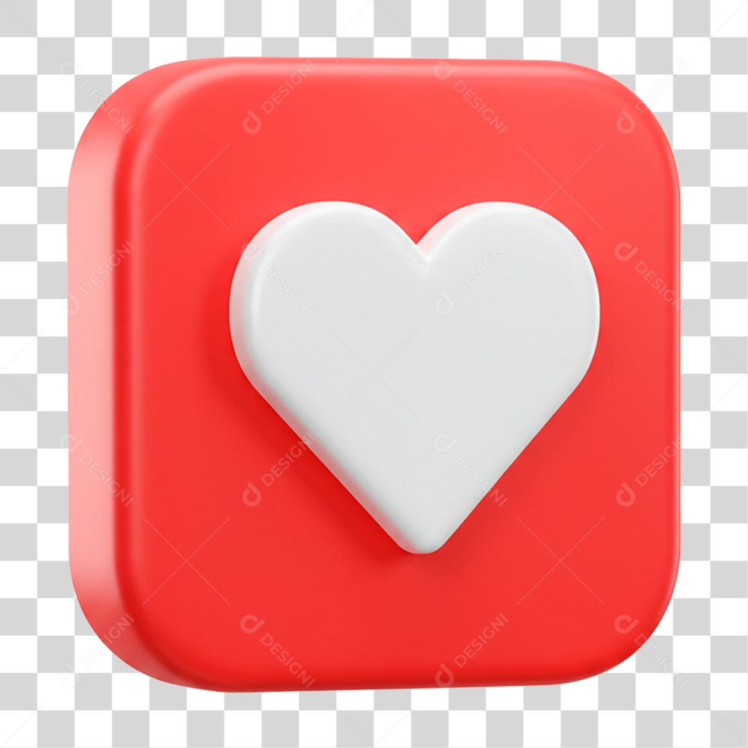Ícone 3D Coração Vermelho PNG Transparente