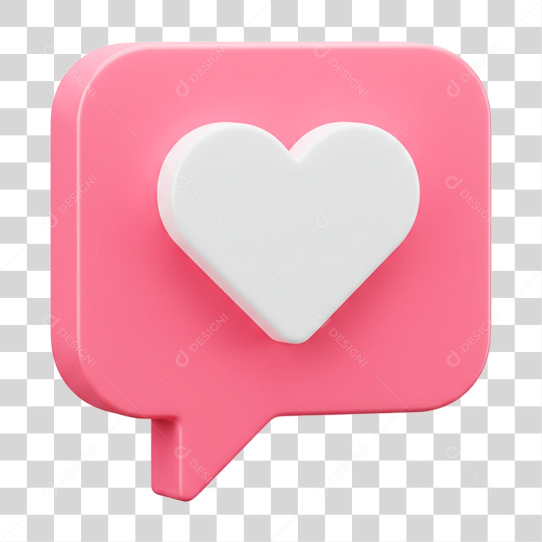 Ícone 3D Coração PNG Transparente