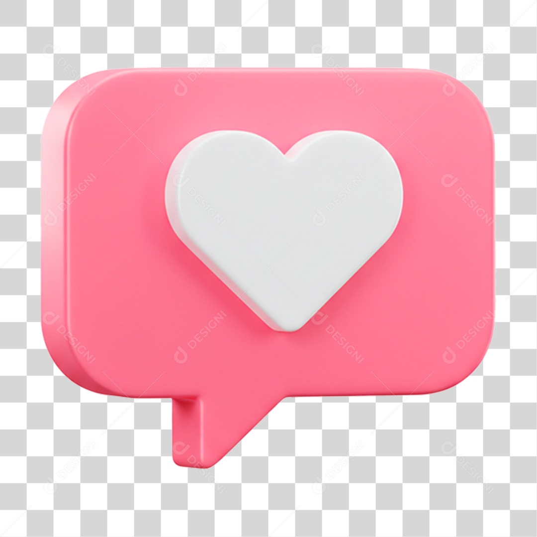 Ícone 3D Coração PNG Transparente