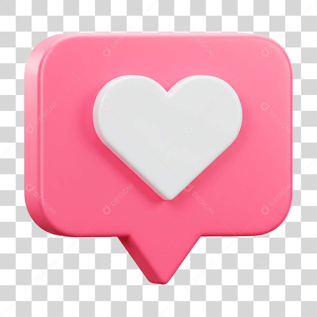 Ícone 3D Coração PNG Transparente