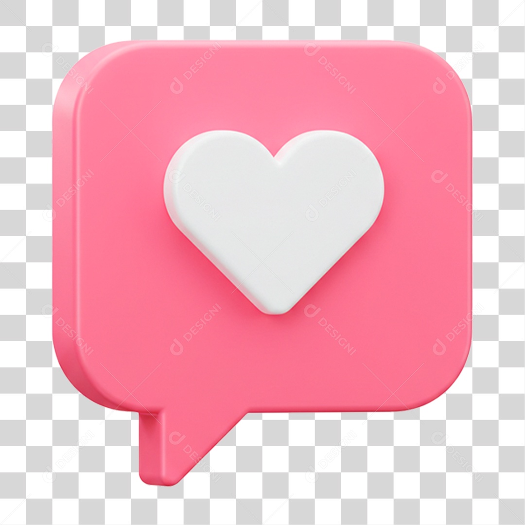 Ícone 3D Coração PNG Transparente