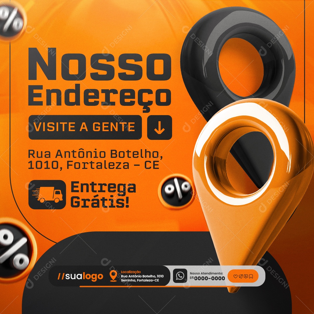 Mega Construção Nosso Endereço Social Media PSD Editável