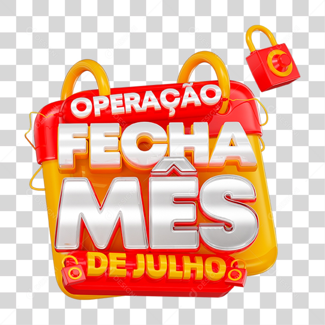 Selo 3D Operação Fecha Mês de Julho PNG Transparente