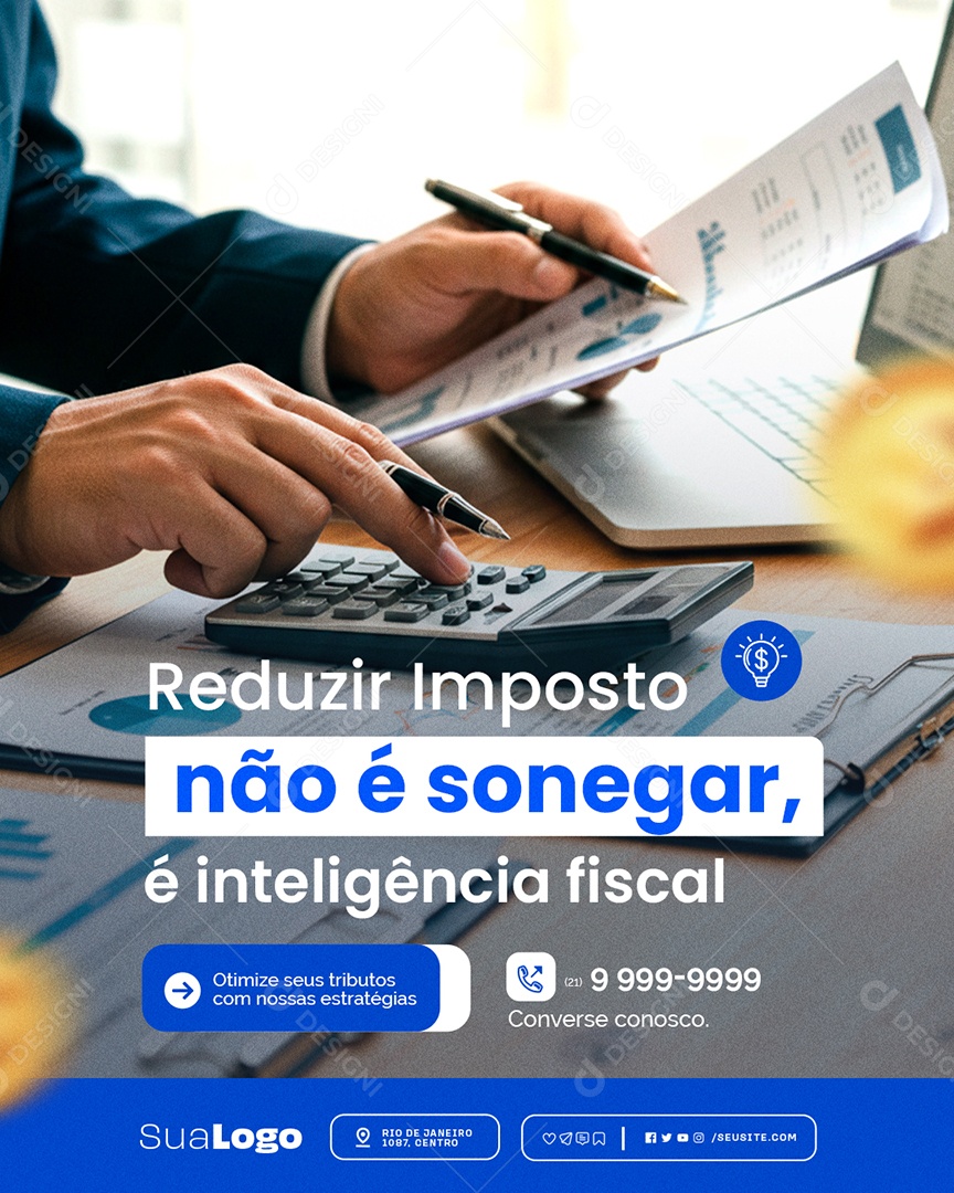 Contabilidade Reduzir Imposto Não é Sonegar Social Media PSD Editável