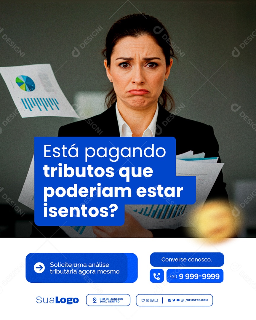 Contabilidade Está Pagando Tributos que Poderiam Estar Isentos Social Media PSD Editável