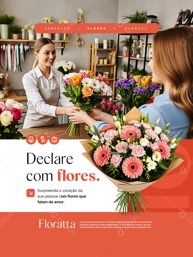 Floricultura Declare com Flores Social Media PSD Editável
