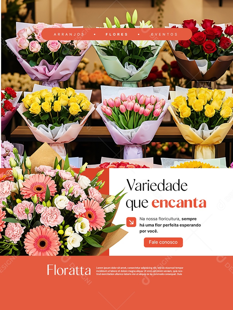 Floricultura Variedade Que Encanta Social Media PSD Editável