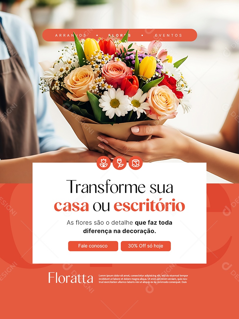 Floricultura Transforme sua Casa ou Escritório Social Media PSD Editável
