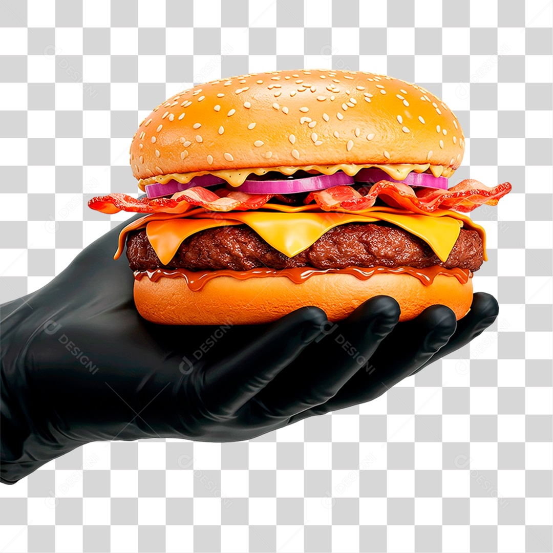 Mão Segurando Hambúrguer PNG Transparente