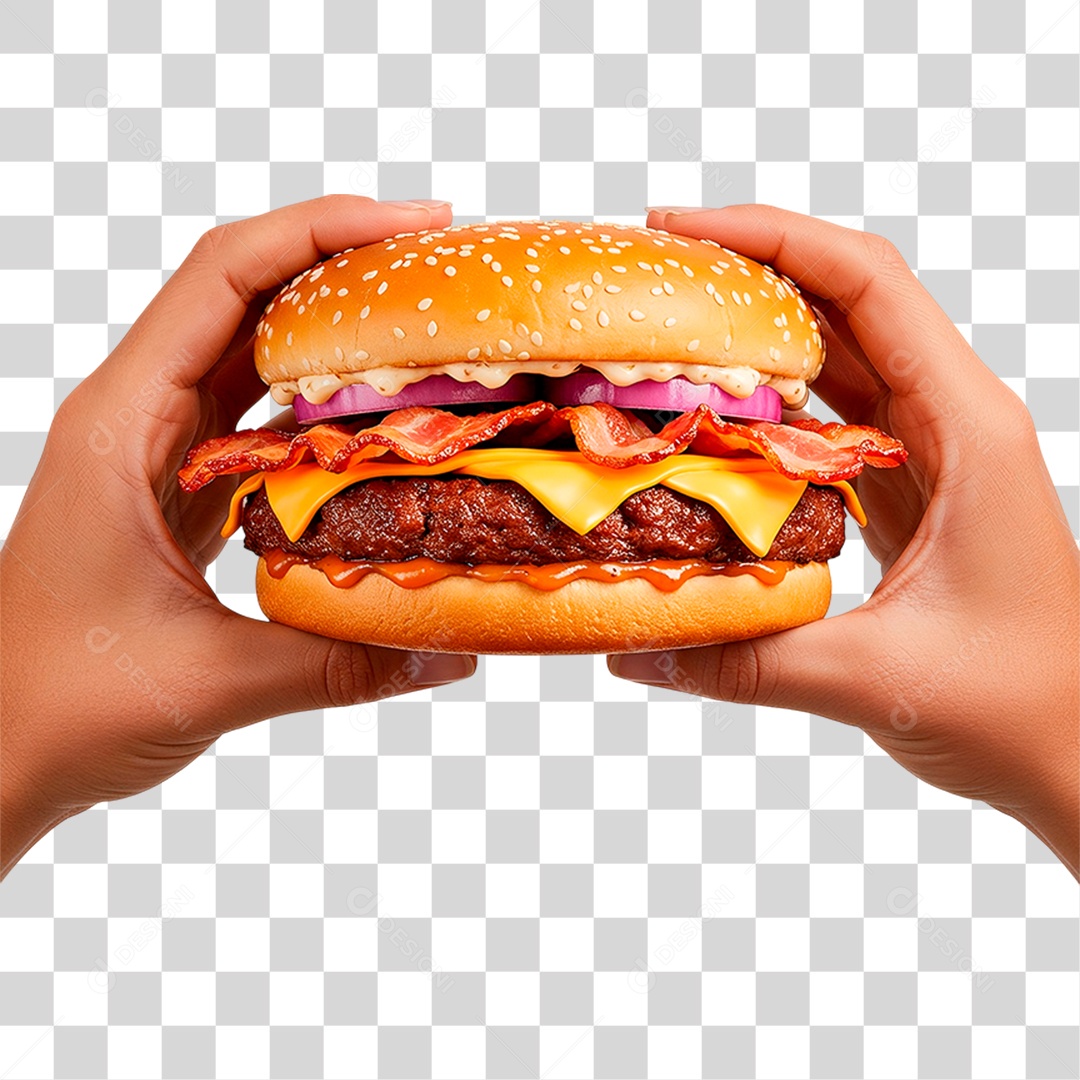 Mão Segurando Hambúrguer PNG Transparente