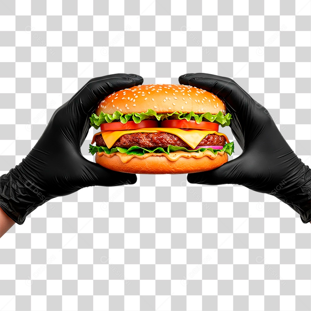 Mão Segurando Hambúrguer PNG Transparente