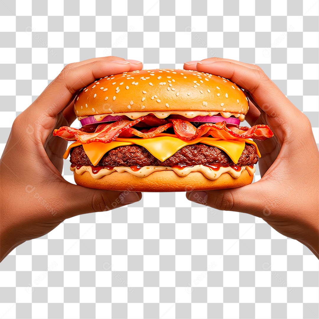 Mão Segurando Hambúrguer PNG Transparente