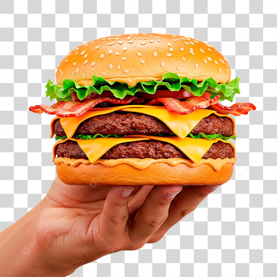 Mão Segurando Hambúrguer PNG Transparente