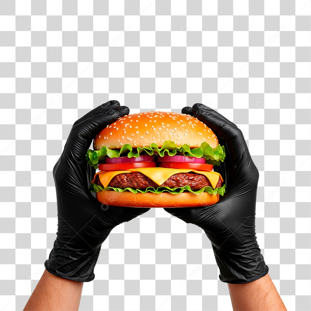 Mão Segurando Hambúrguer PNG Transparente