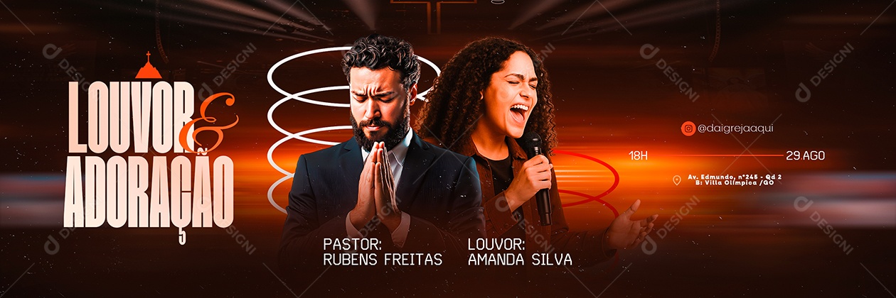 Carrossel Flyer Gospel Louvor e Adoração Social Media PSD Editável