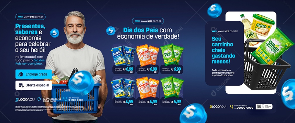 Carrossel Mercado Presentes Sabores e Economia Social Media PSD Editável