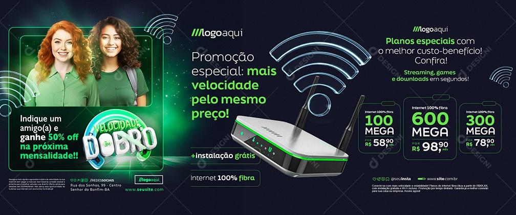 Carrossel Provedor de Internet Planos Especiais Social Media PSD Editável