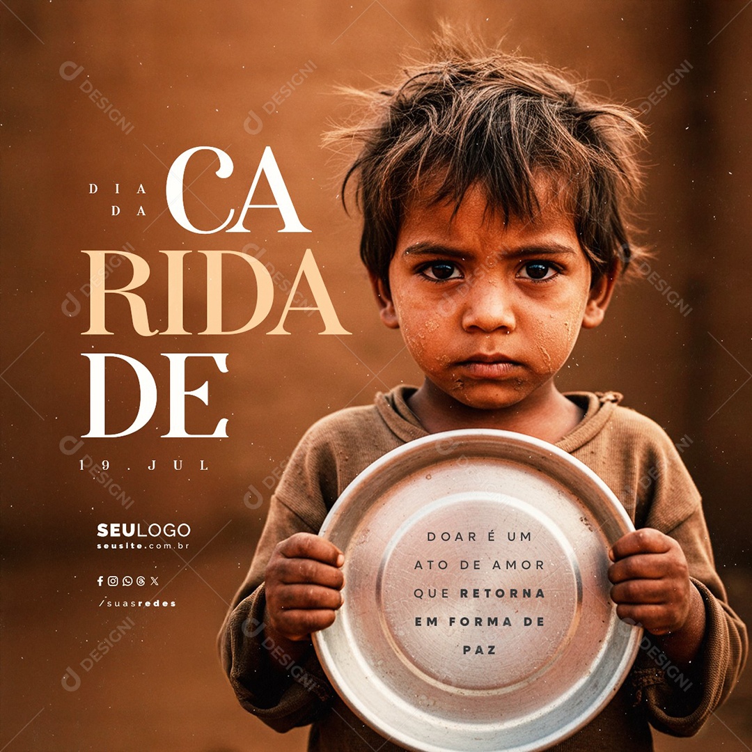 Dia da Caridade 19 de Julho Doar é Um Ato de Amor Social Media PSD Editável