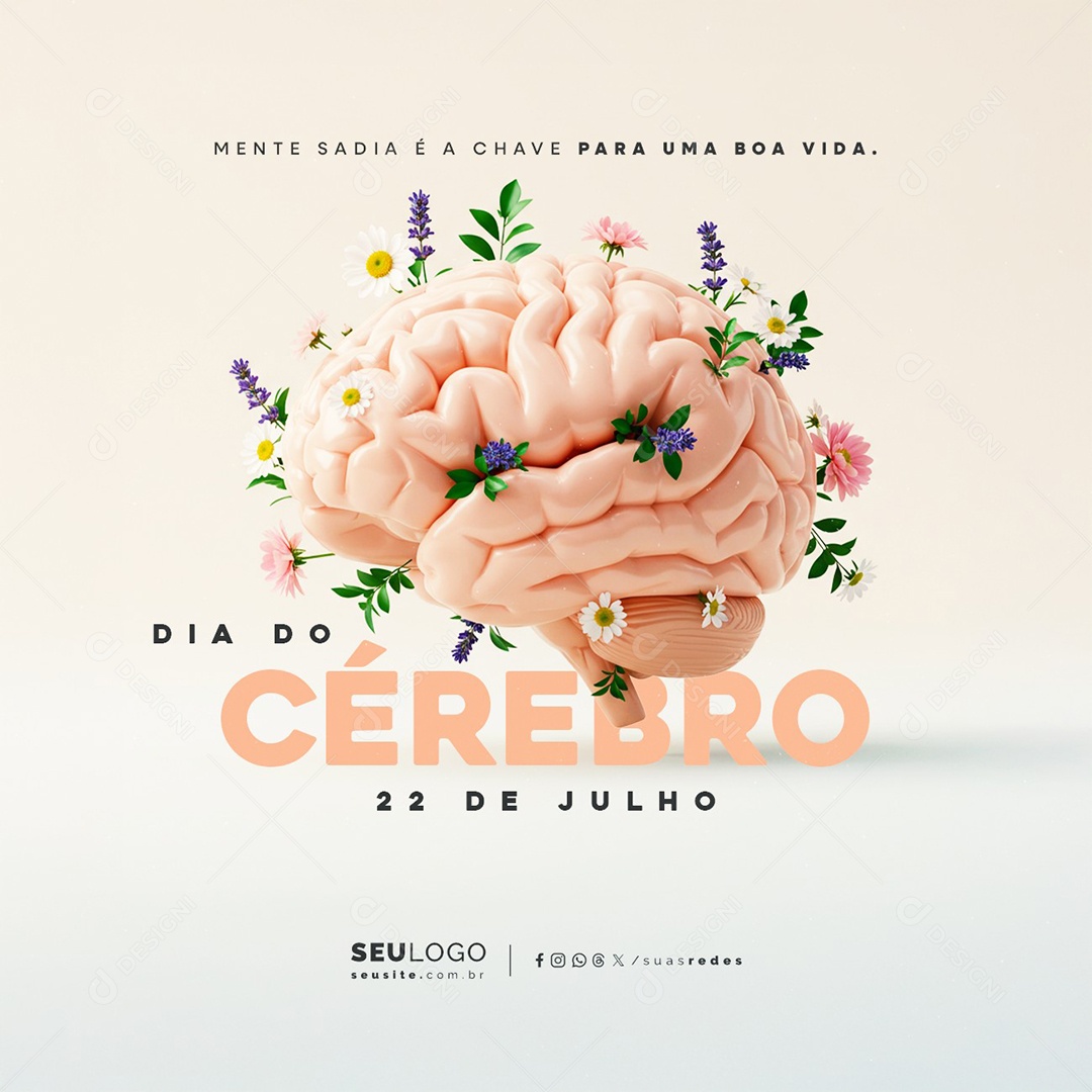 Dia do Cérebro 22 De Julho Social Media PSD Editável