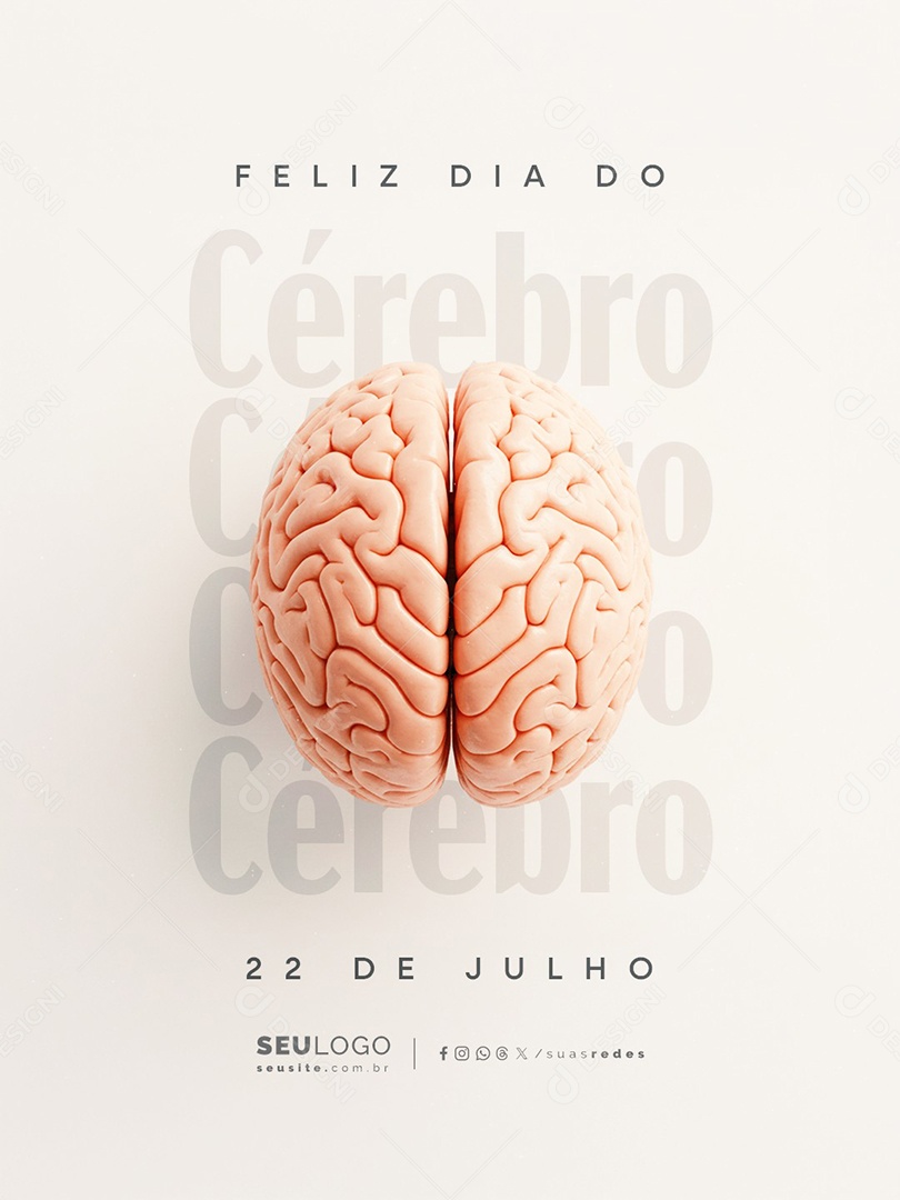 Feliz Dia do Cérebro 22 De Julho Social Media PSD Editável