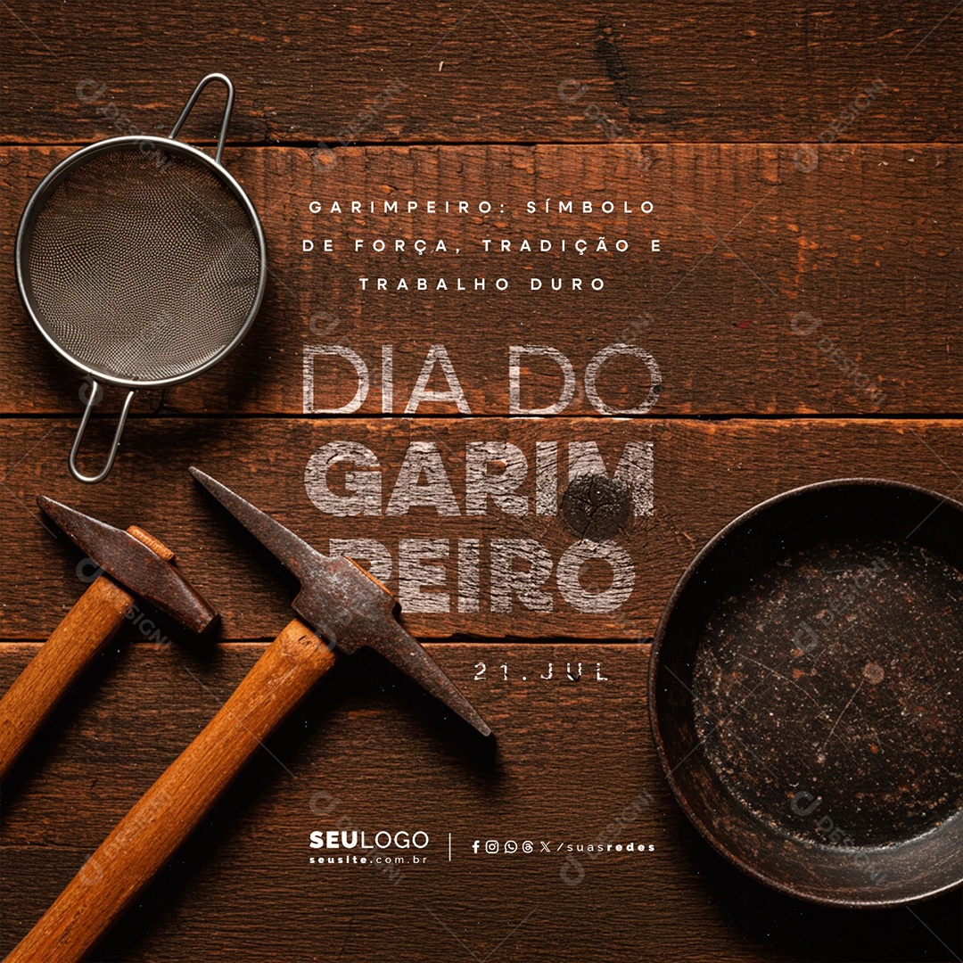 Dia do Garimpeiro 21 de Julho Social Media PSD Editável
