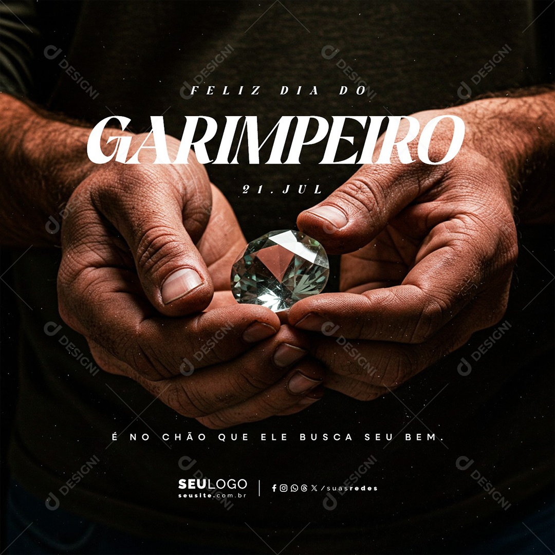 Feliz Dia do Garimpeiro 21 de Julho Social Media PSD Editável