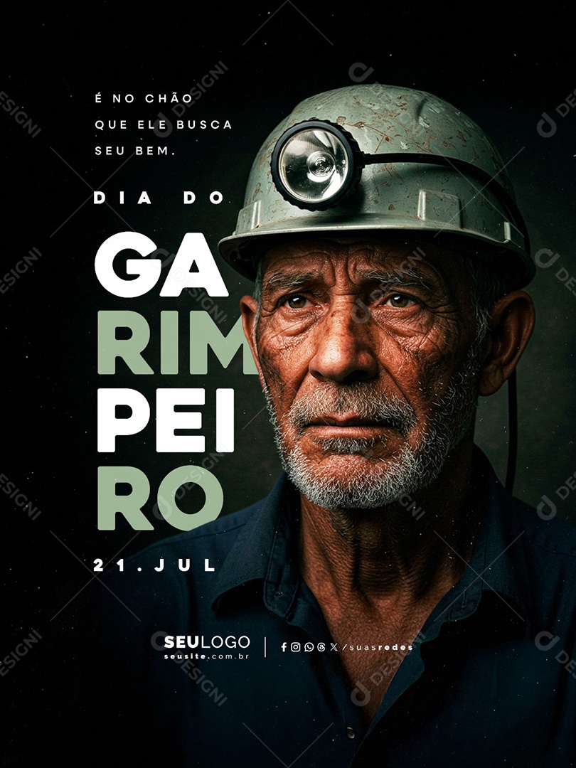 Dia do Garimpeiro 21 de Julho Social Media PSD Editável