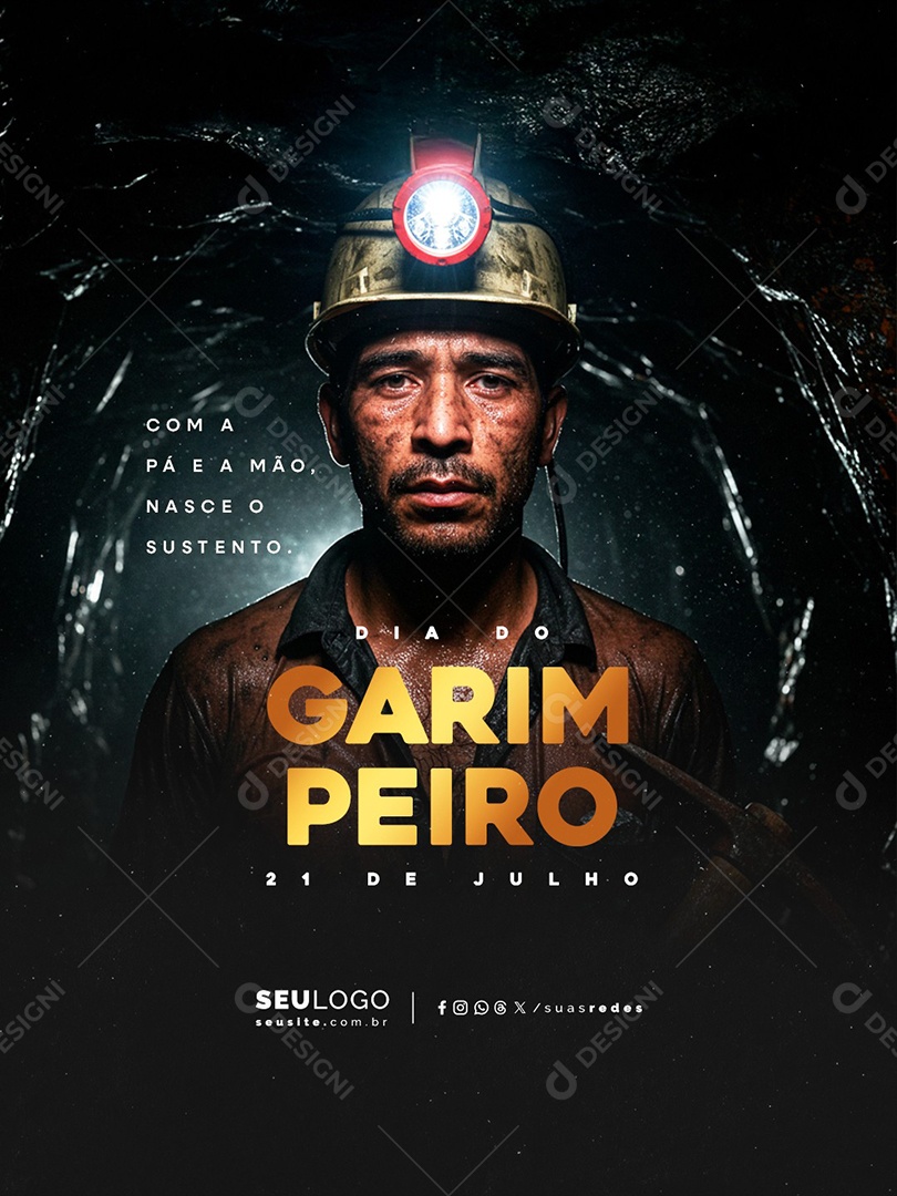 Dia do Garimpeiro 21 de Julho Social Media PSD Editável