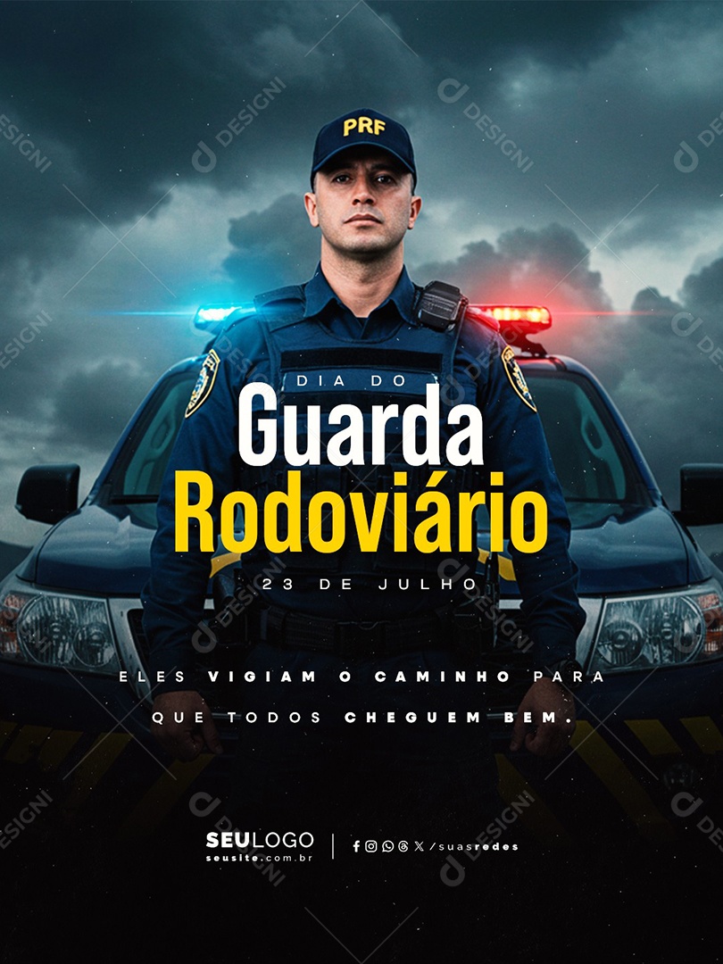 Dia do Guarda Rodoviário 23 de Julho Social Media PSD Editável