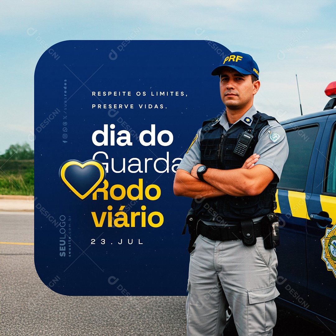 Dia do Guarda Rodoviário 23 de Julho Social Media PSD Editável