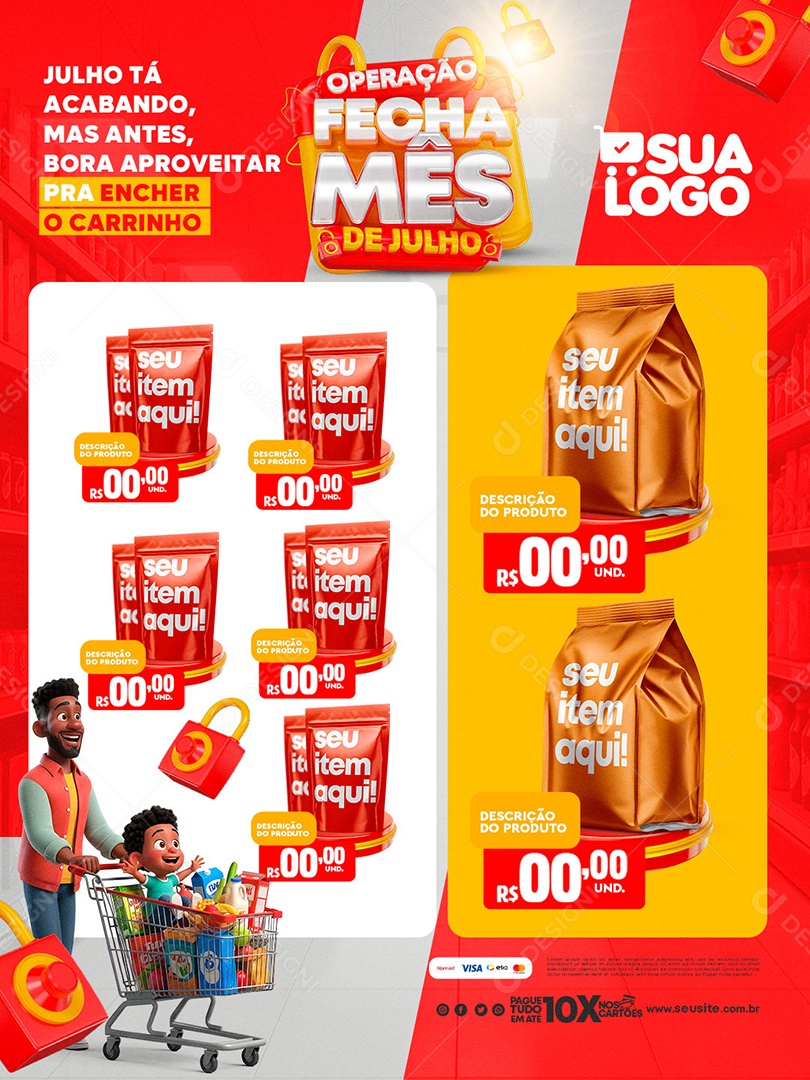 Encarte Operação Fecha Mês de Julho Social Media PSD Editável