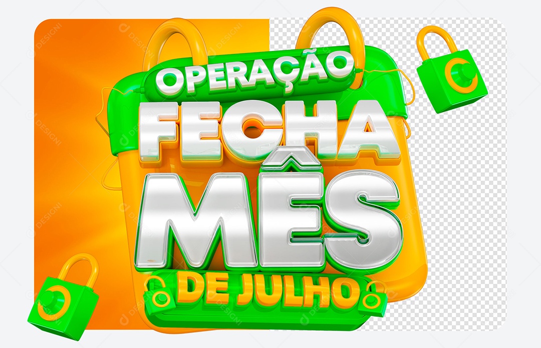 Selo 3D Operação Fecha Mês de Julho Para Composição PSD