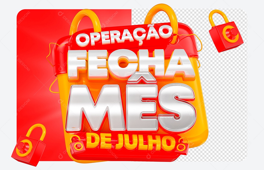 Selo 3D Operação Fecha Mês de Julho Para Composição PSD