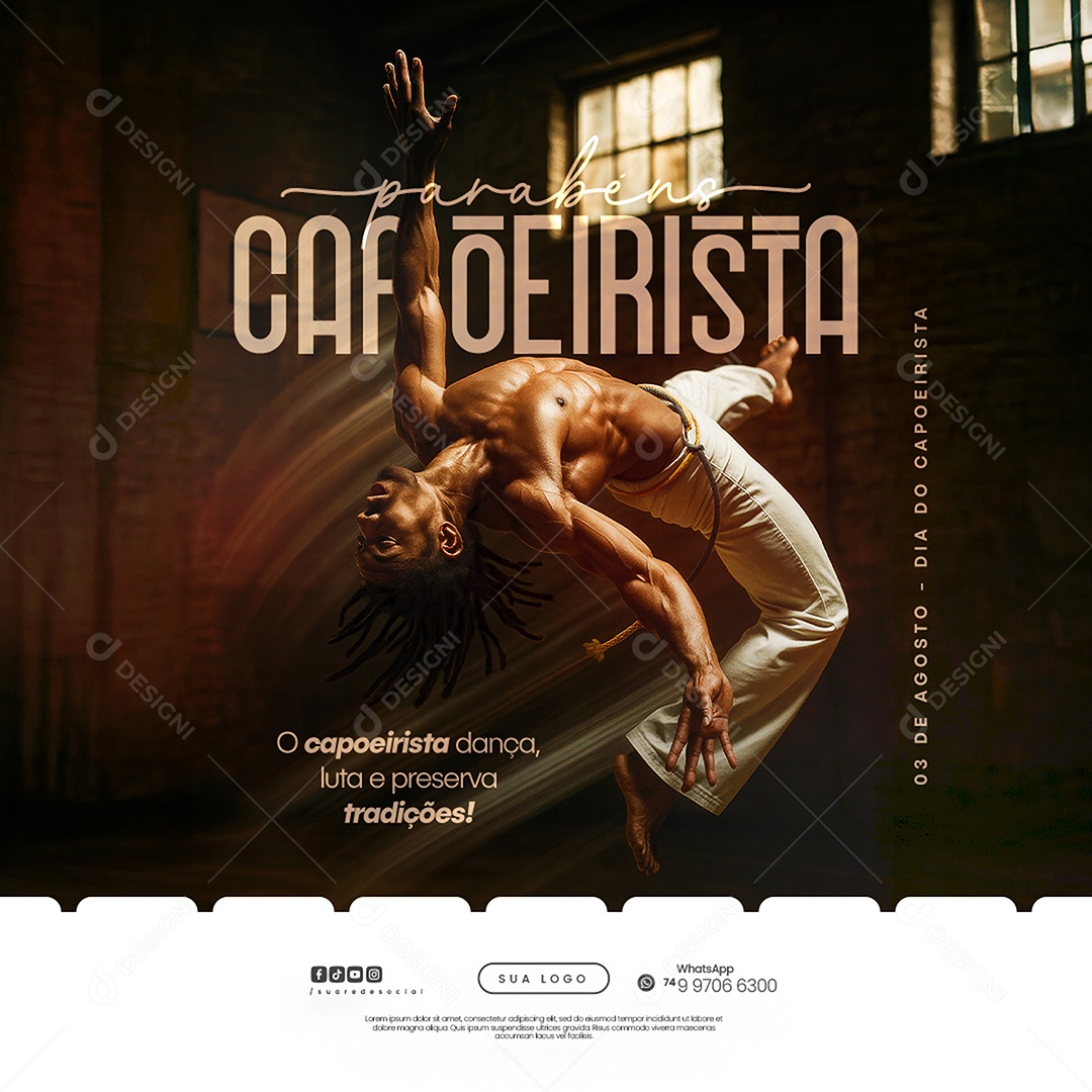 Social Media O Capoeira Dança, Luta E preserva Tradições! PSD Editável