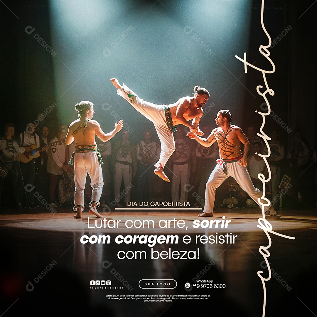 Social Media Lutar Com Arte, Sorrir Com Coragem E resistir Com Beleza PSD Editável