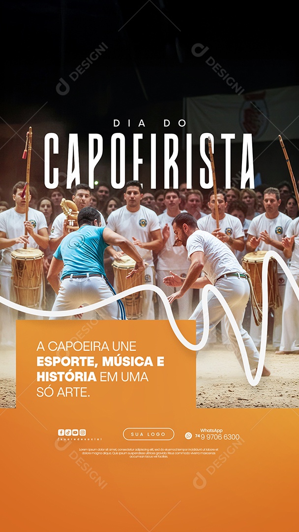 Story Social Media Capoeira Une Esporte, música E História Em Uma Só Parte PSD Editável