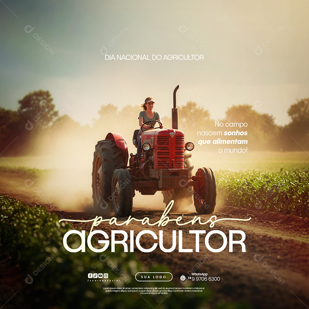 Dia do Agricultor 28 de Julho Parabéns Social Media PSD Editável