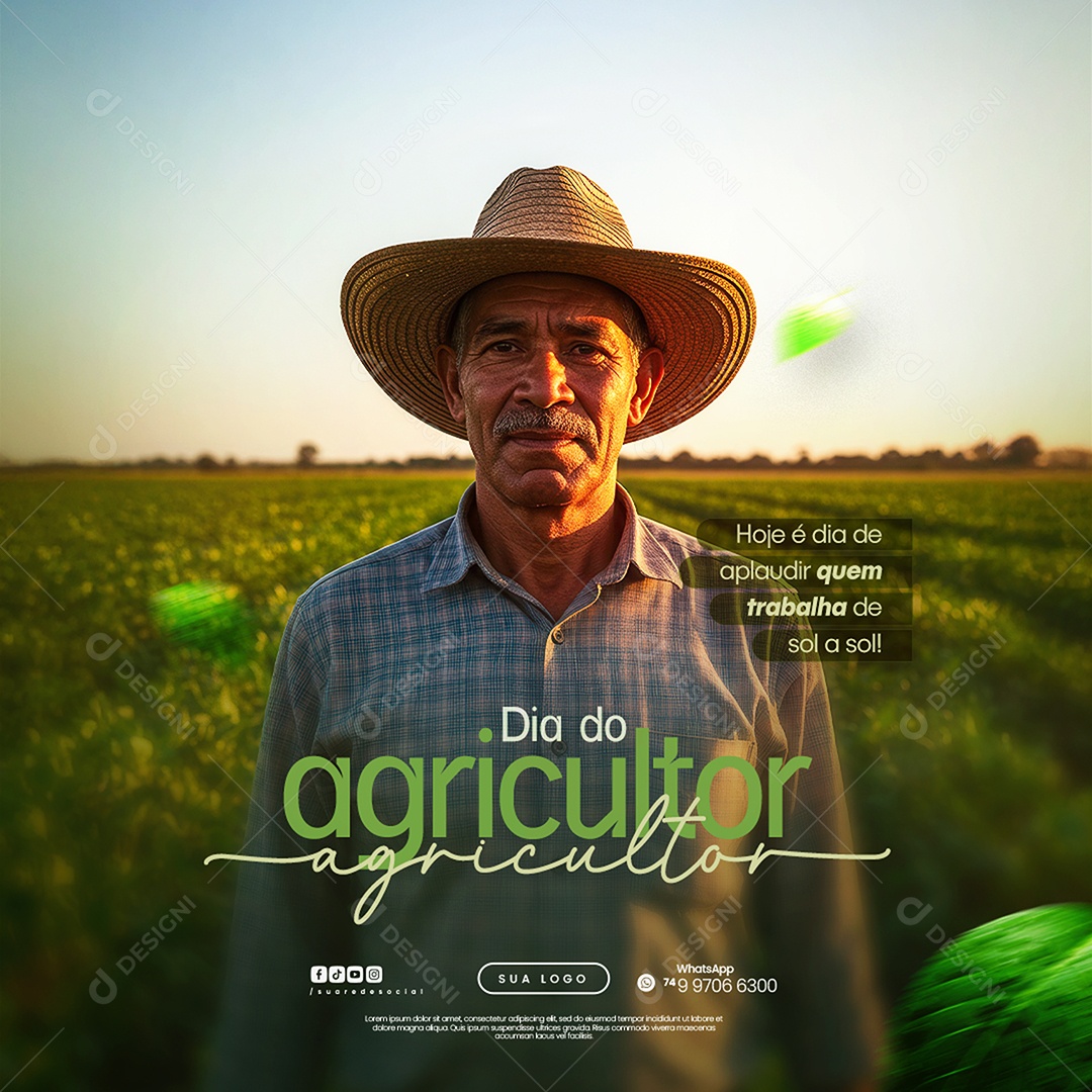 Dia do Agricultor 28 de Julho Parabéns Social Media PSD Editável