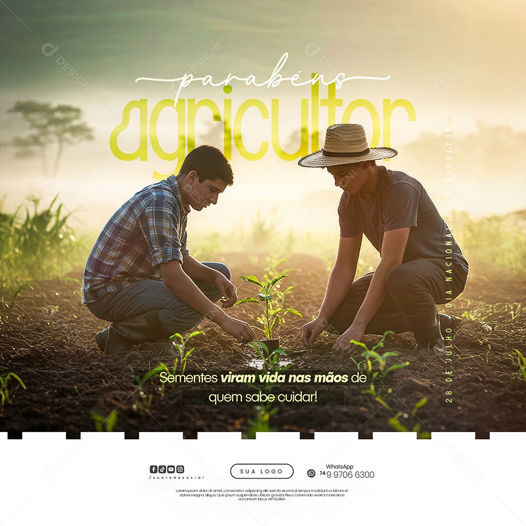 Dia do Agricultor 28 de Julho Parabéns Social Media PSD Editável