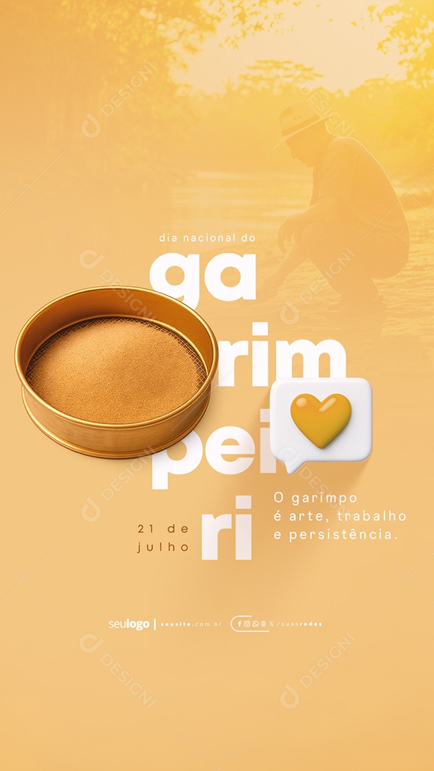 Story Dia Nacional do Garimpeiro 21 de Julho Social Media PSD Editável