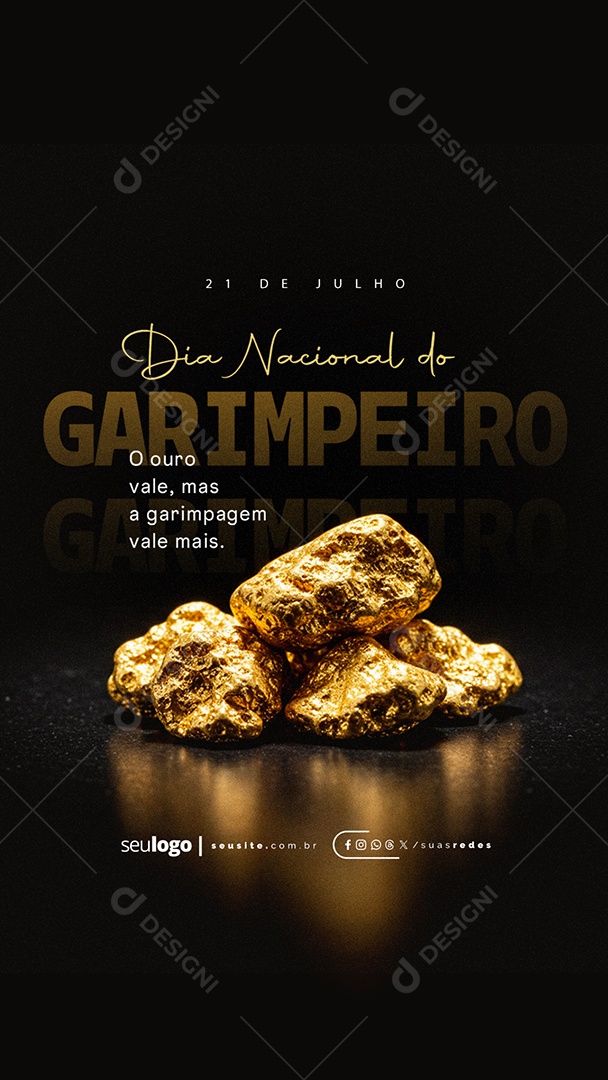 Story Dia Nacional do Garimpeiro 21 de Julho Social Media PSD Editável