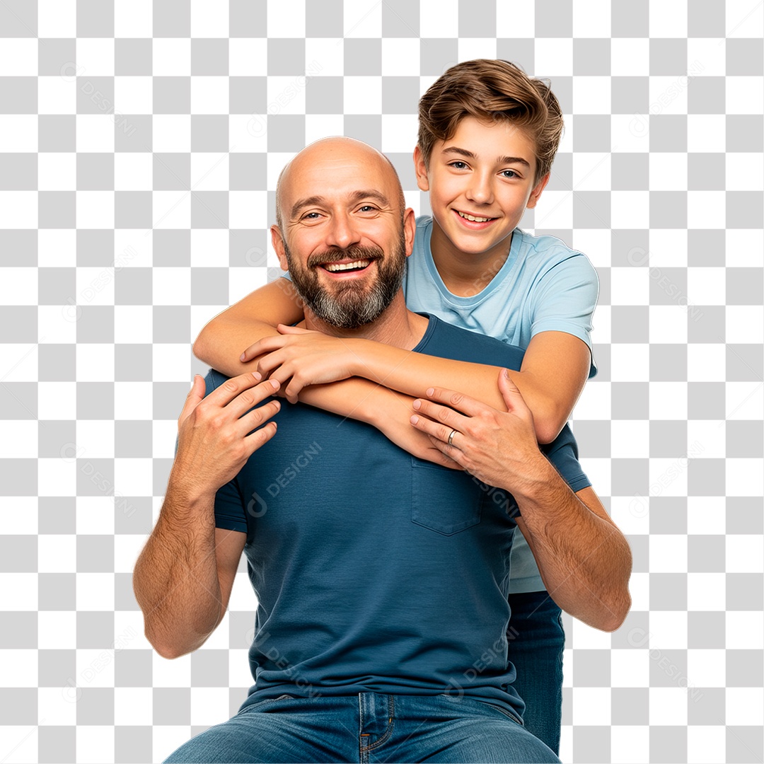 Pai e Filho Abraçados PNG Transparente